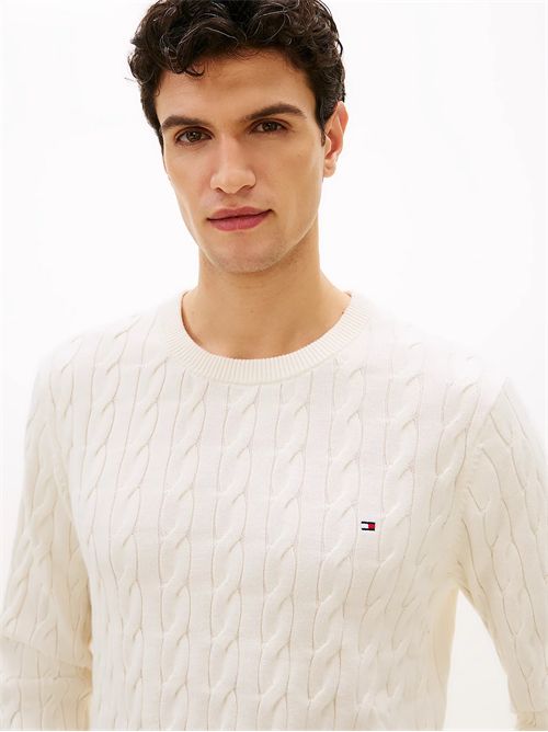 Pullover in maglia intrecciata con bandierina TOMMY HILFIGER | MW0MW33132Z00